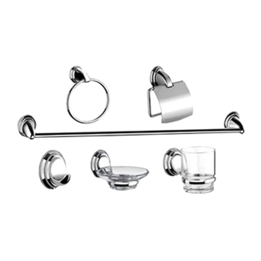 ACCESORIOS P/BAÑO METAL CROMO 7PZAS